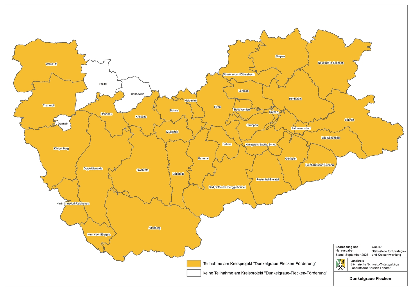 Teilnehmende Kommunen am Dunkelgraue-Flecken-Programm