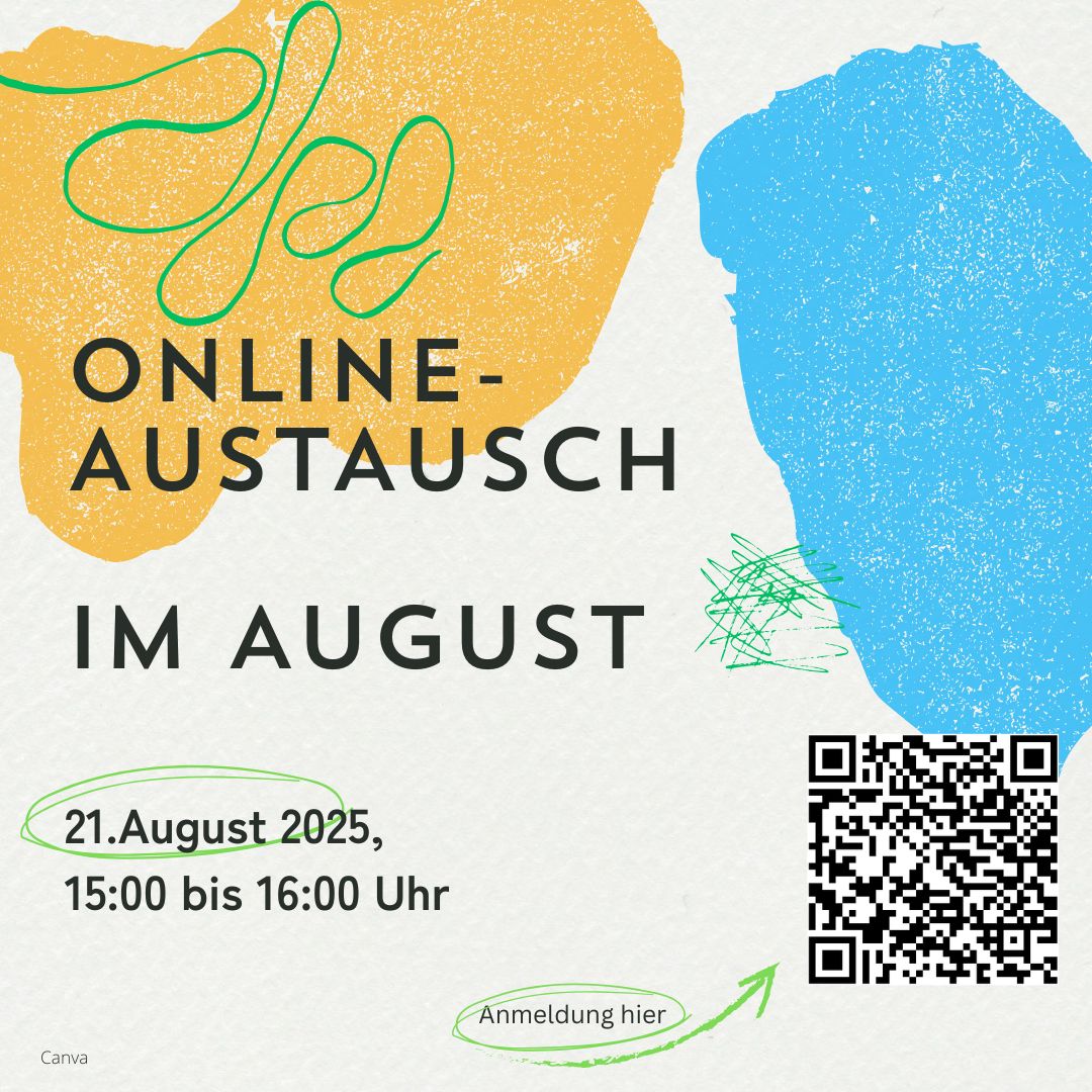 Ankündigung der Veranstaltung am 21.August mit QR-Code zur Anmeldung