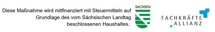 Hier sehen Sie das Logo des Freistaates Sachsen und das Logo der Fachkräfteallianz Sachsen.