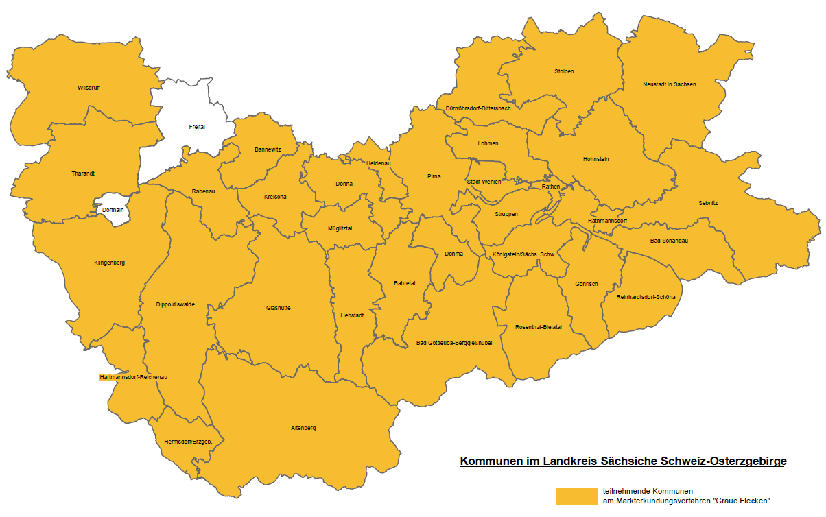 Teilgenommene Kommunen am Markterkundungsverfahren