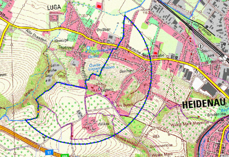 Karte vom Sperrbezirk in Heidenau Ortsteile Gommern und Wölkau
