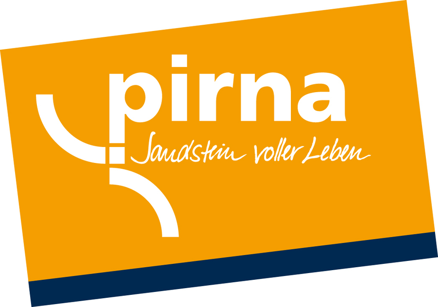 Logo der Stadtverwaltung Pirna. Sandstein voller Leben