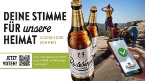 Key Visual der Aktion „Deine Stimme für unsere Heimat“ mit QR-Code-Link zur Voting-Website