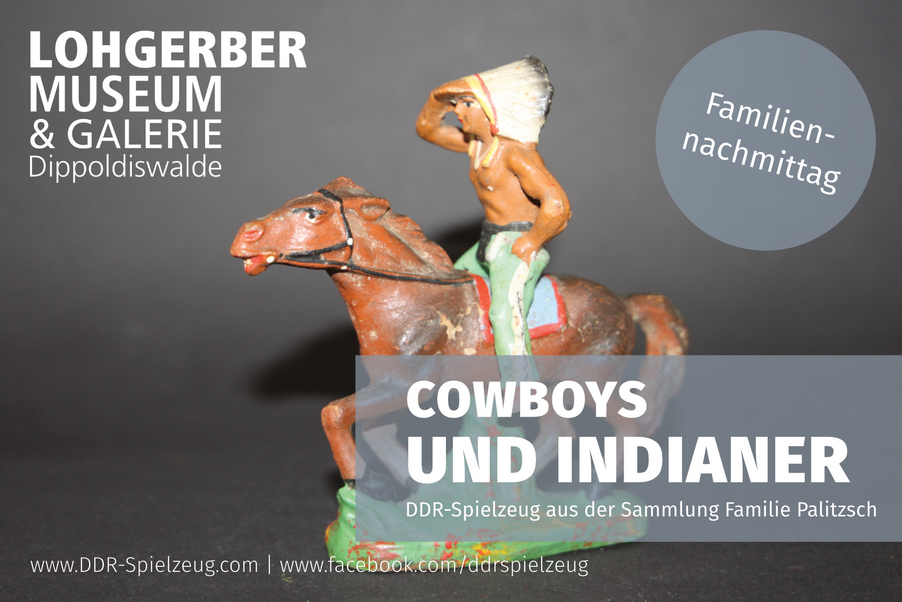 Informationsbild zur Sonderausstellung Cowboys und Indianer mit einer Figur zum Thema